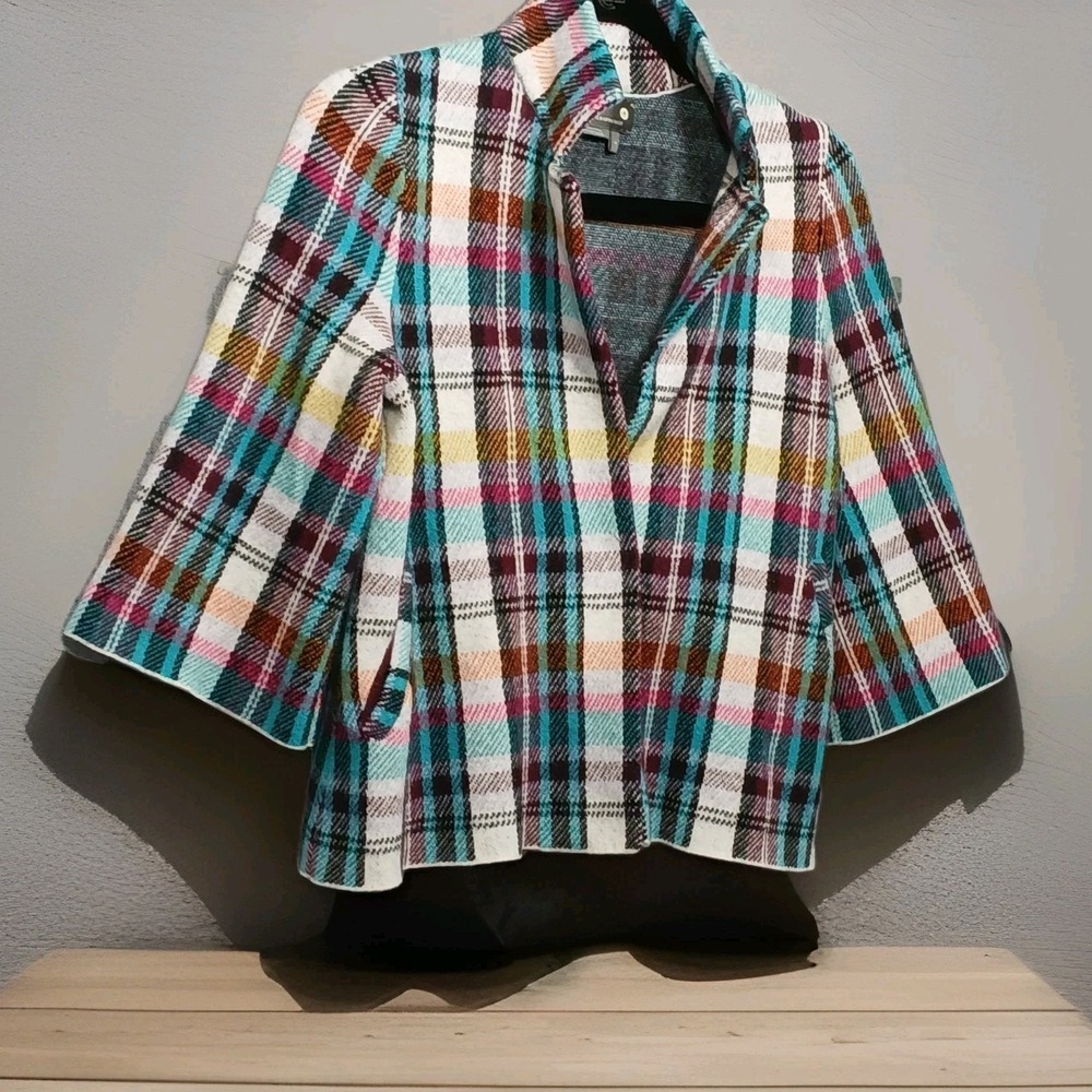 Anthropologie Rosetta Cropped Plaid Knit Jacket Blazer Boho Whimsigoth XS - Picture 10 of 14